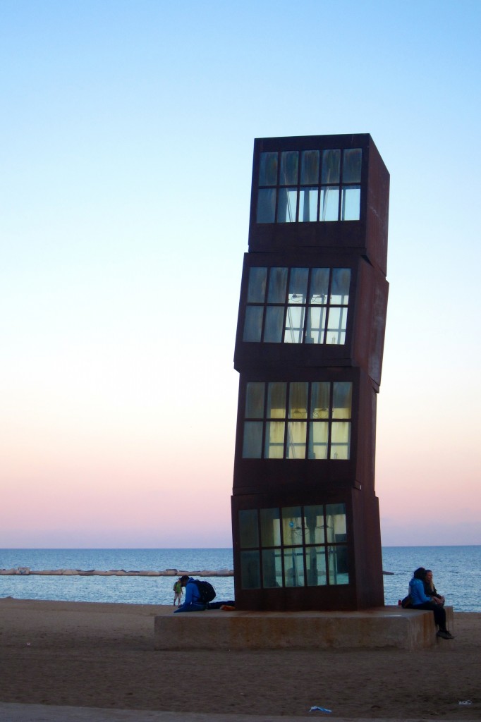 view from the rickshaw of la barceloneta