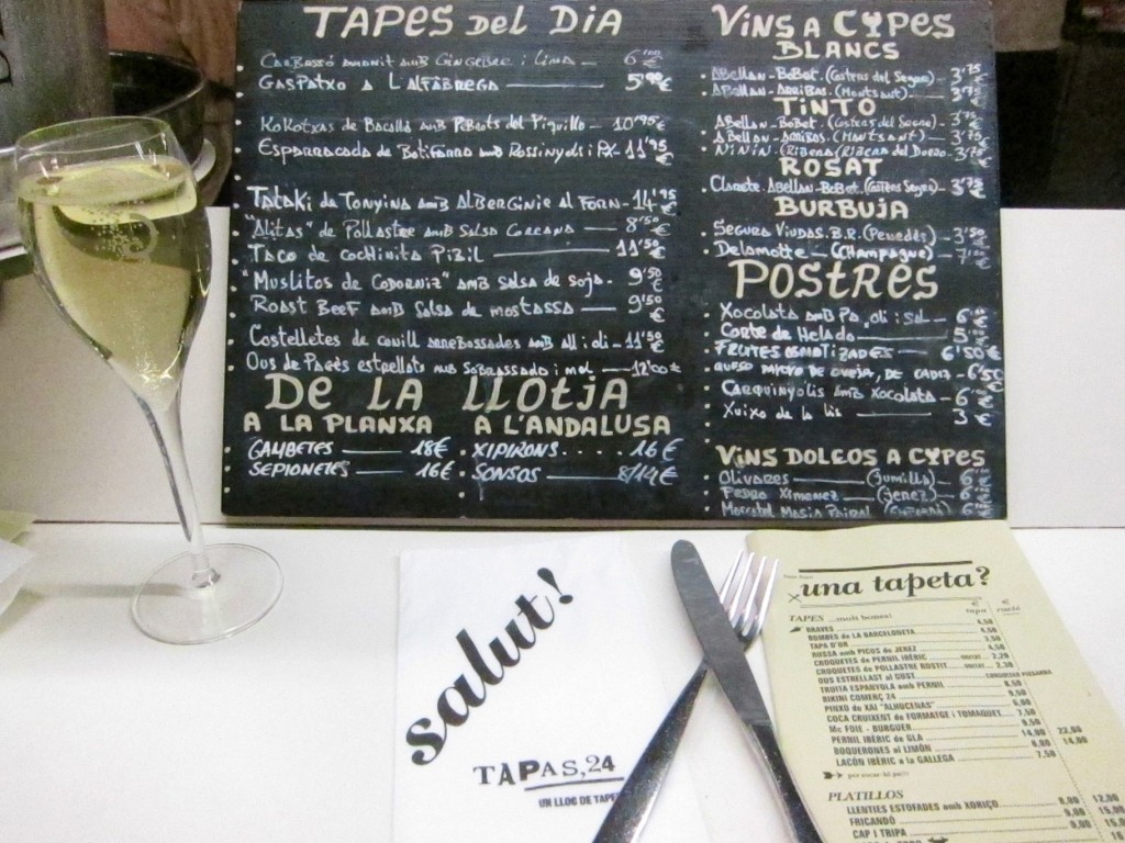 menu and cava at tapaç 24