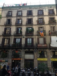 the catalonia flag in the el born district