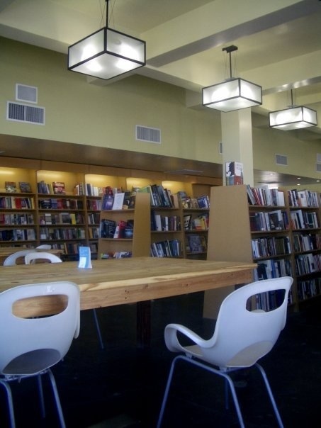 interior of marfa book company, with tons of books on art, texas, and art in texas