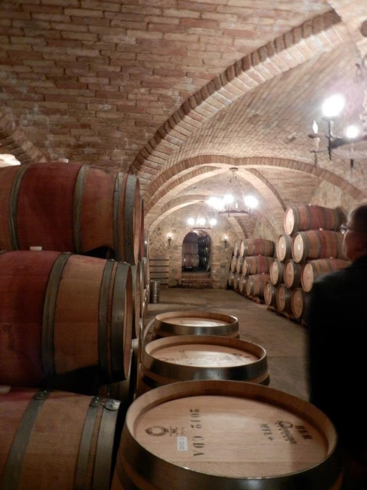 barrel room in the caves of the castello di amorosa winery