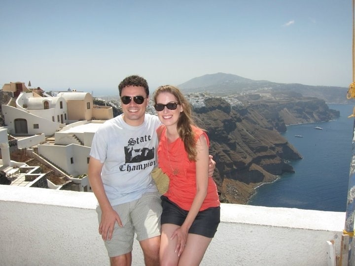 overlooking fira from imerovigli in santorini