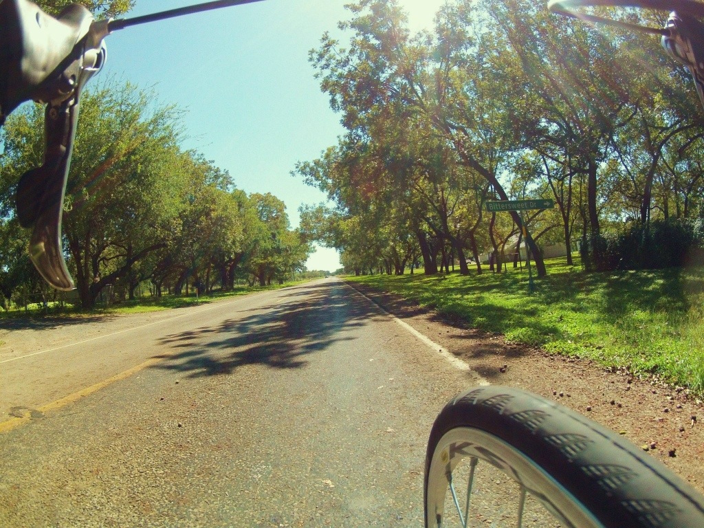 go pro shot of biking through the hill country