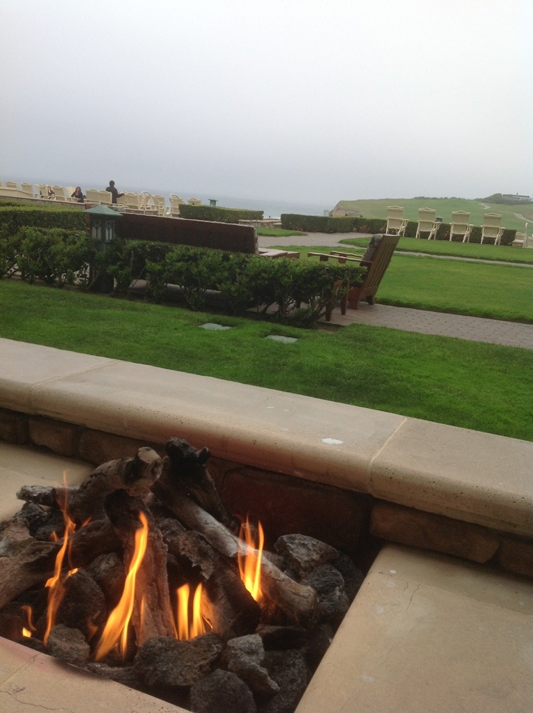 our personal fire pit at our free room at the ritz in half moon bay - thanks, marriott points!
