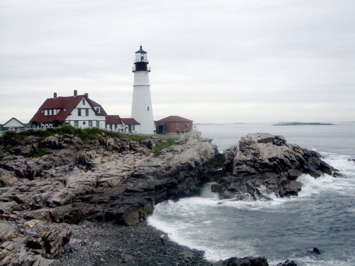 the lighthouse at cape elizabeth, outside of portland, maine