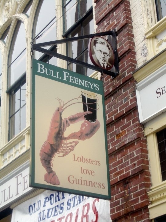 vintage-looking signs in downtown portland, maine