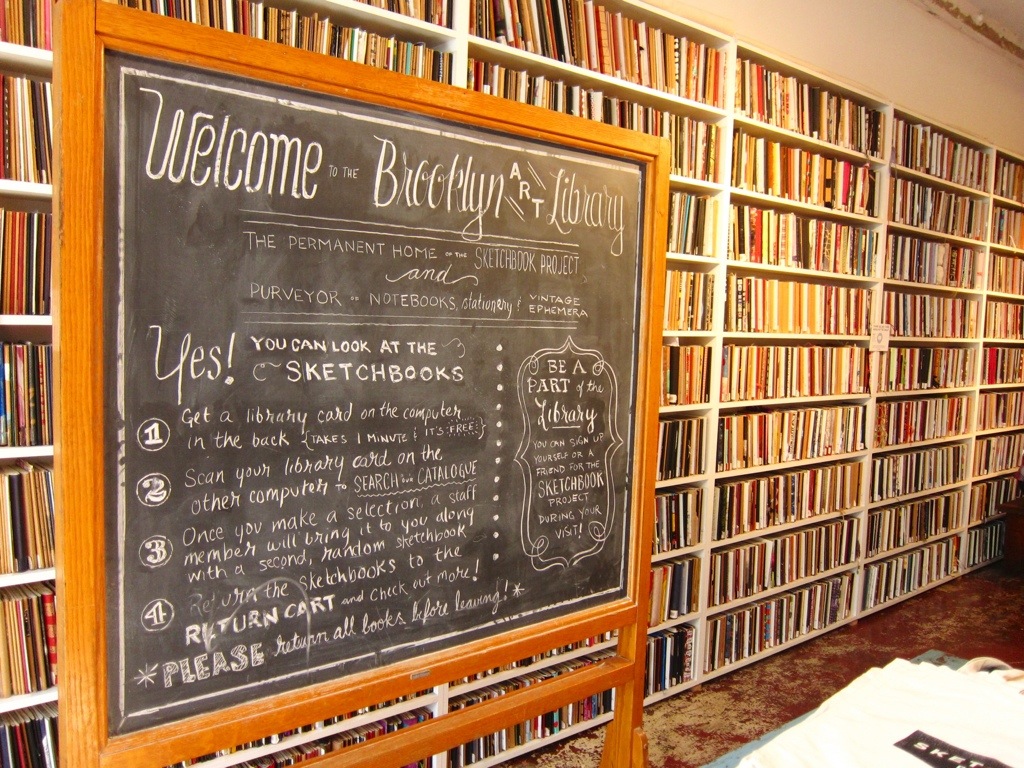 the sketchbook project library in williamsburg, brooklyn