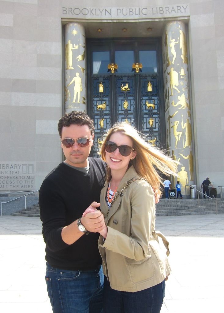 dancing in front of the majestic brooklyn public library