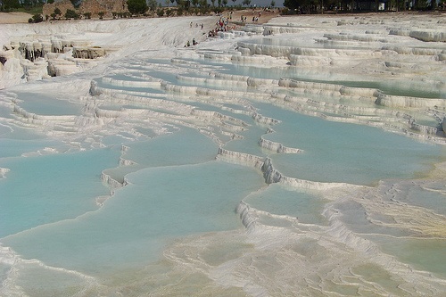 the natural rock pools in pamukkale, turkey