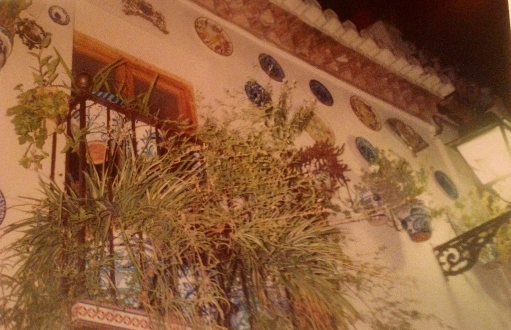 a typical grenada balcony, as seen during our night stroll through the sacromonte neighborhood