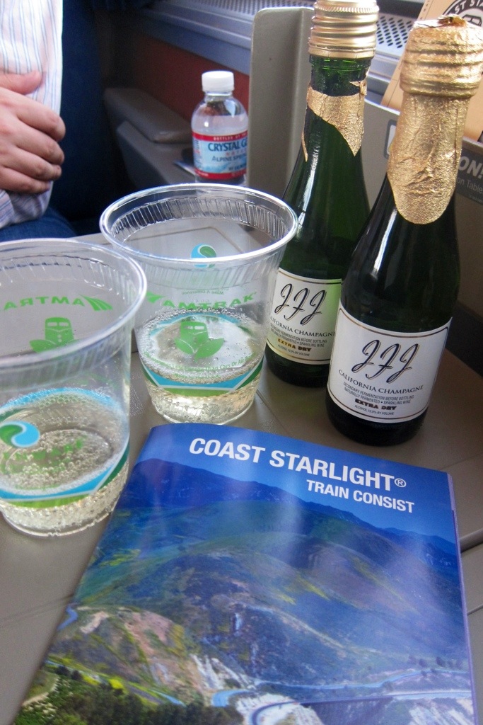 a champagne send-off on the coast starlight in los angeles. all aboard!