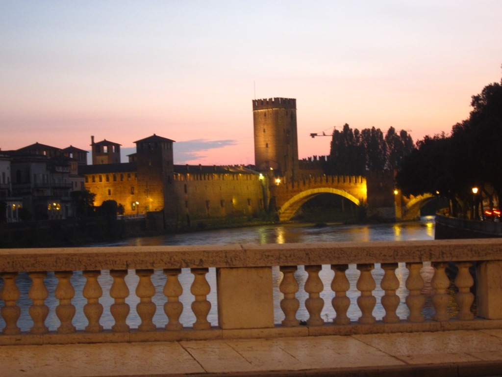 a quick photo of verona's castle bridge while walking back from our office to our hotel