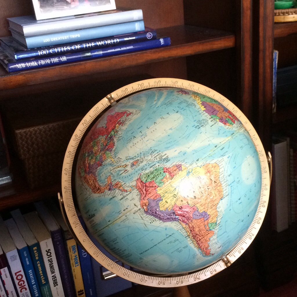 i purchased this globe at a garage sale in tulsa when i was in college. it may still have the USSR, but it's the first place i go when thinking of my next trip.