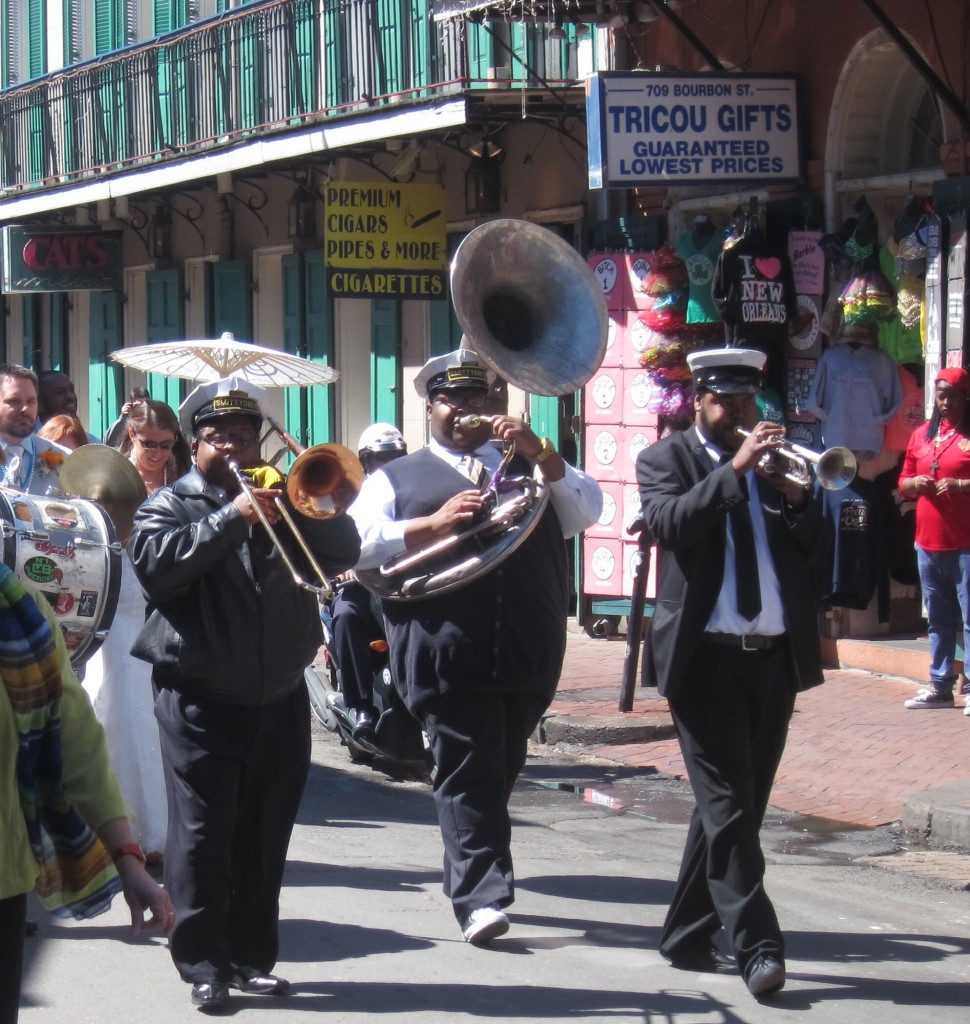 a second line wedding parade through the french quarter