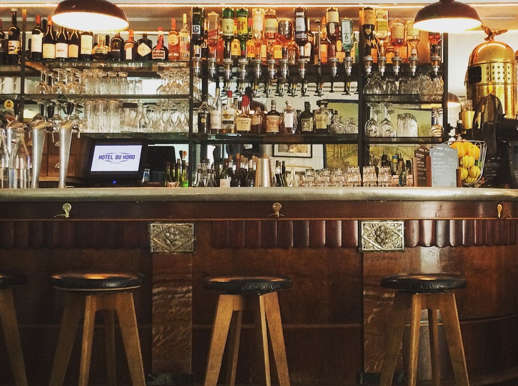 the most delightful bar at the hotel du nord brasserie in paris.