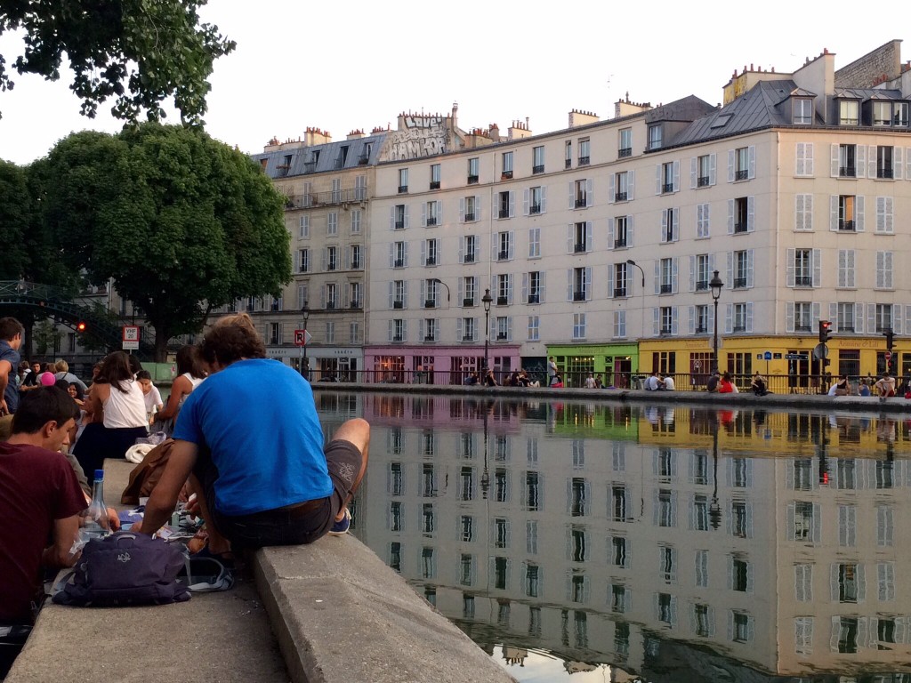 dining along the canal st. martin on a sunday evening.