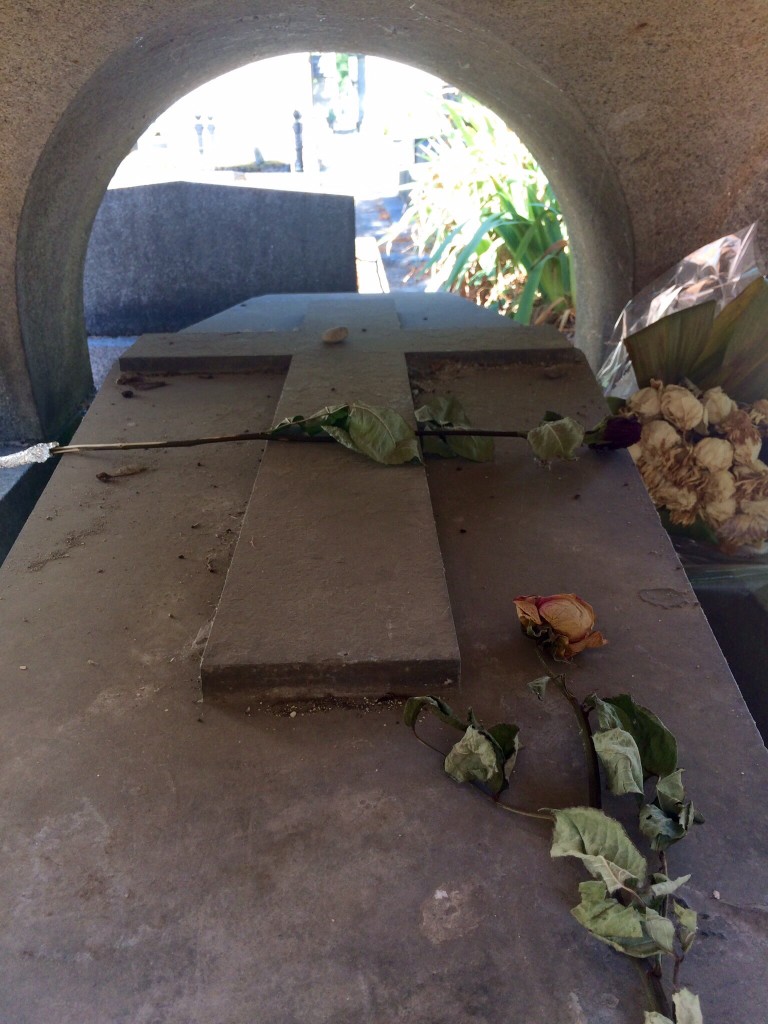 sarah bernhardt's grave inside the père lachaise cemetary.